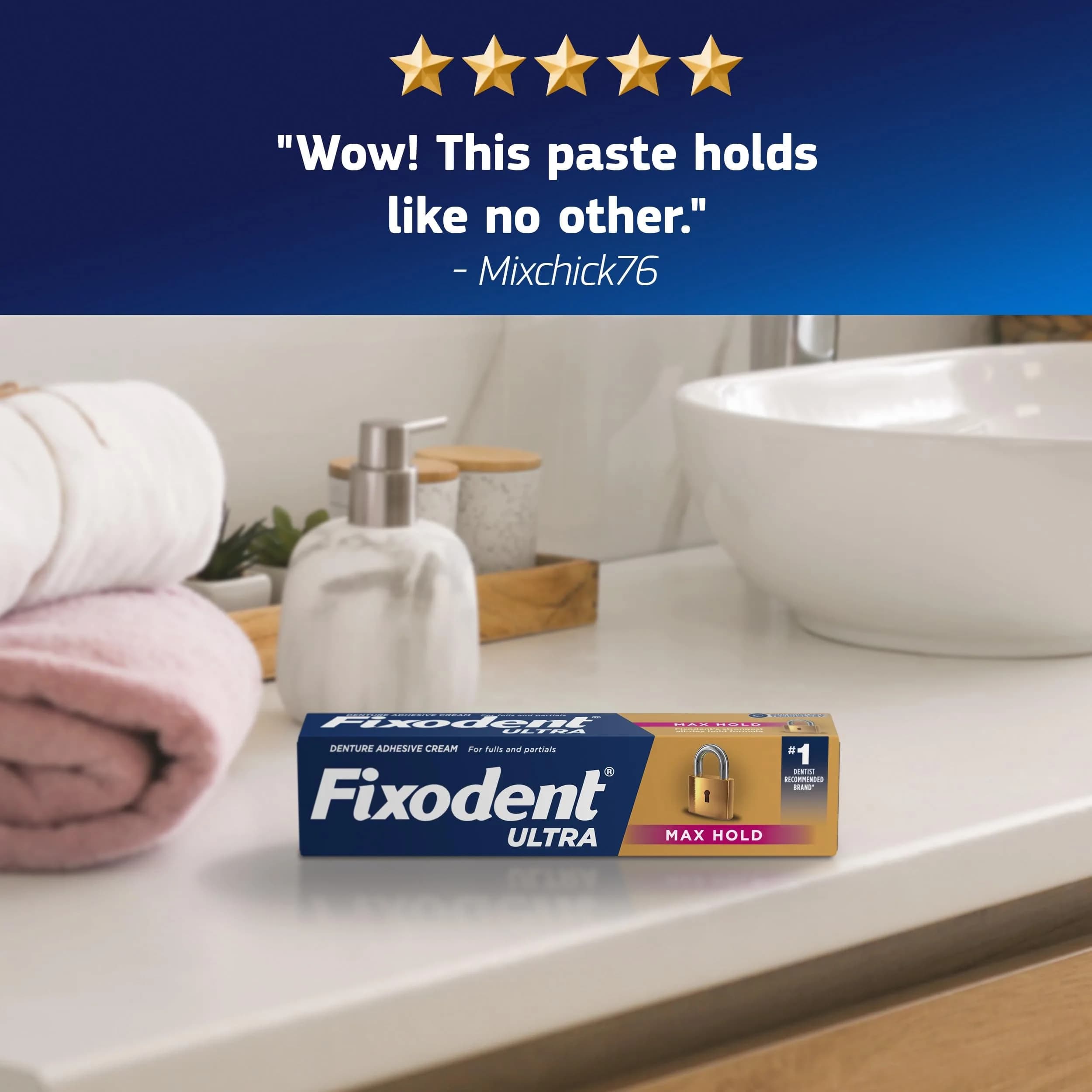 Fixodent Ultra Max Hold Denture Adhesive Cream 2.2 oz (8.8 Fl Oz) | Strongest All-Day Hold for Dentures - view 6