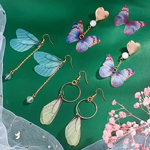 SUNNYCLUE 120Pcs 20 Styles Fabric Wings Charms | Dragonfly & Butterfly Pendants for DIY Jewelry Crafts thumbnail 4