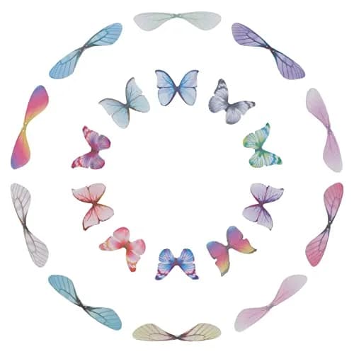 SUNNYCLUE 120Pcs 20 Styles Fabric Wings Charms | Dragonfly & Butterfly Pendants for DIY Jewelry Crafts thumbnail 1