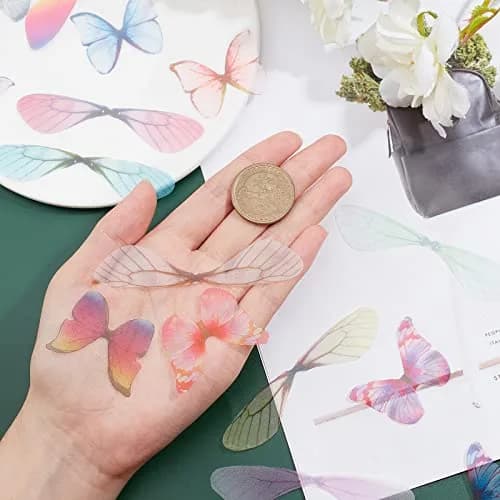 SUNNYCLUE 120Pcs 20 Styles Fabric Wings Charms | Dragonfly & Butterfly Pendants for DIY Jewelry Crafts thumbnail 3