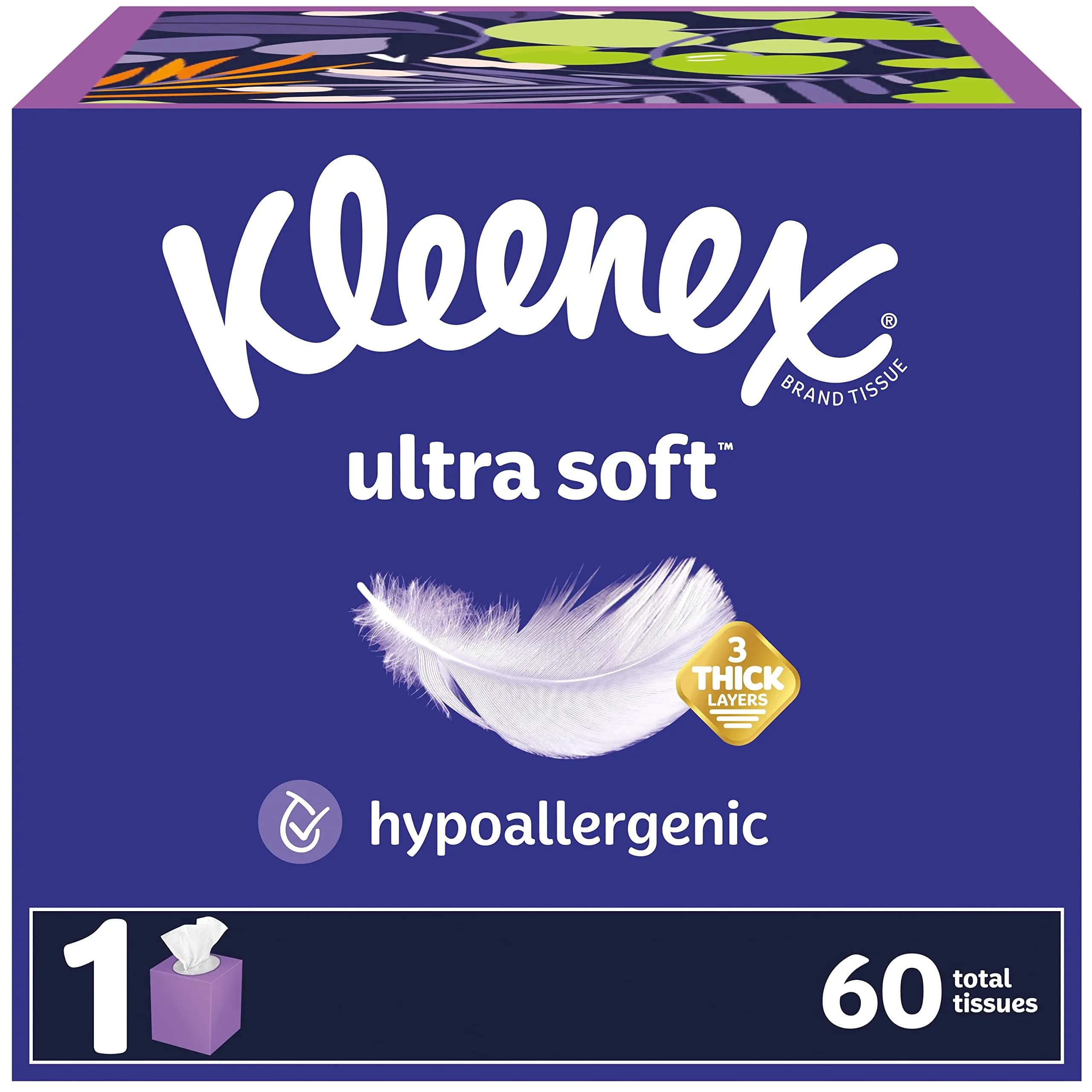 Kleenex Ultra Soft Facial Tissues Cube Box, 60 Tissues (Pack of 1) - main product image