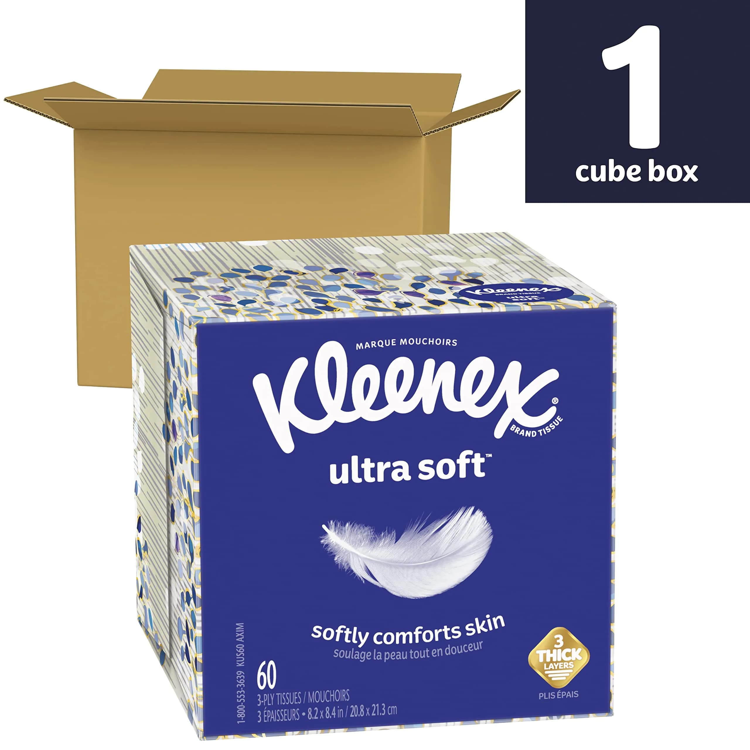 Kleenex Ultra Soft Facial Tissues Cube Box, 60 Tissues (Pack of 1) - view 2