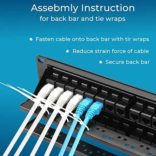 Rapink 48 Port Cat6 Patch Panel 19-Inch Rack Mount | 10Gbps Speed, Toolless Termination, UTP Network for Cat6/Cat5e/Cat5 Cabling thumbnail 7