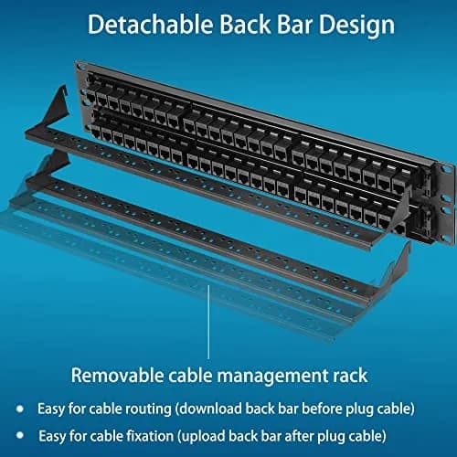 Rapink 48 Port Cat6 Patch Panel 19-Inch Rack Mount | 10Gbps Speed, Toolless Termination, UTP Network for Cat6/Cat5e/Cat5 Cabling thumbnail 8