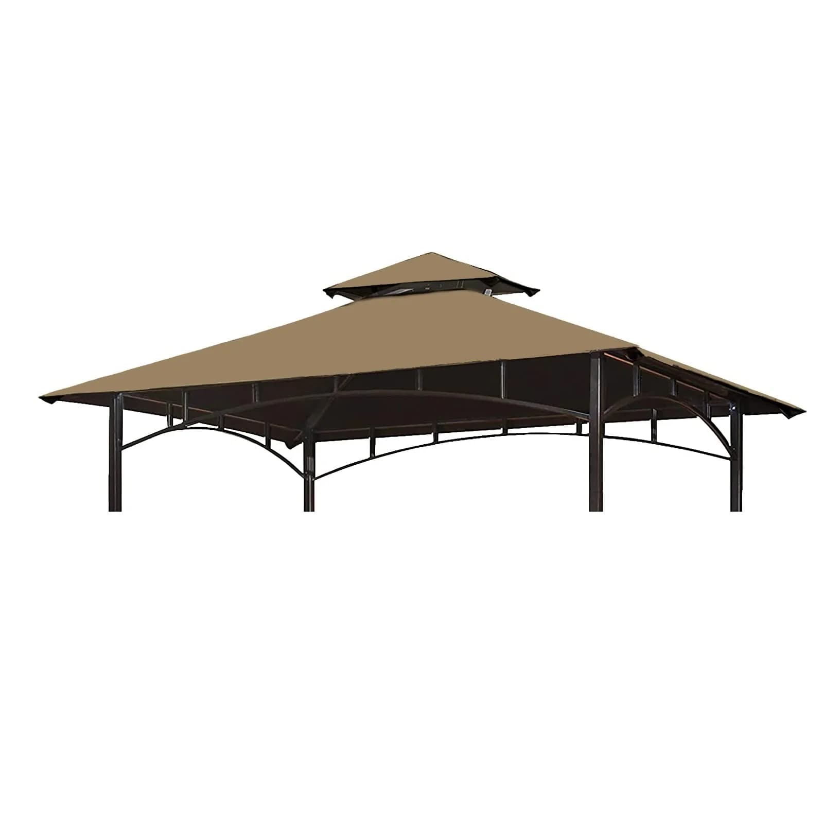 Wonwon Grill Gazebo Replacement Canopy Top 5x8 | Double Tiered Outdoor BBQ Cover (Khaki, UV & Water-Resistant, Fits Model L-GG001PST-F)