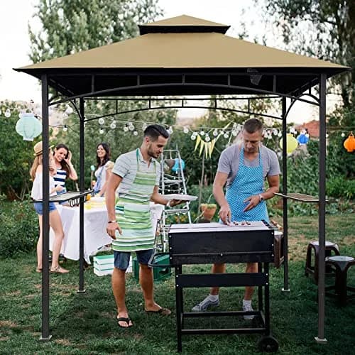 Wonwon Grill Gazebo Replacement Canopy Top 5x8 | Double Tiered Outdoor BBQ Cover (Khaki, UV & Water-Resistant, Fits Model L-GG001PST-F) thumbnail 7
