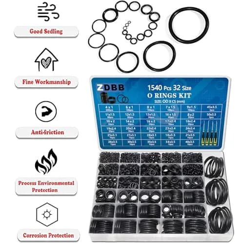 ZDBB 1540 Pcs Metric Nitrile Rubber O-Ring Assortment Kit with 4 Picks | 32 Sizes OD 4mm-50mm thumbnail 6