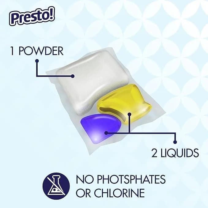 Presto! Lemon Scent Triple Action Dishwasher Pacs 90 Count | Powerful Cleaning for Spotless Dishes - view 2