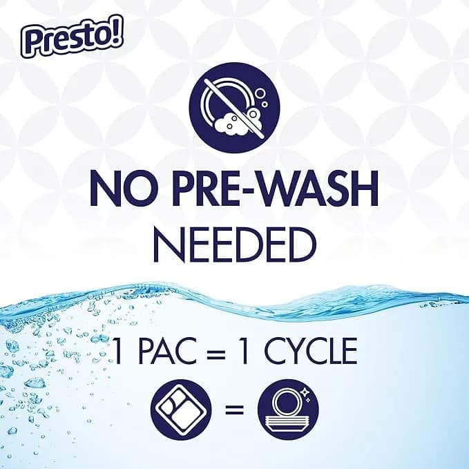 Presto! Lemon Scent Triple Action Dishwasher Pacs 90 Count | Powerful Cleaning for Spotless Dishes - view 3