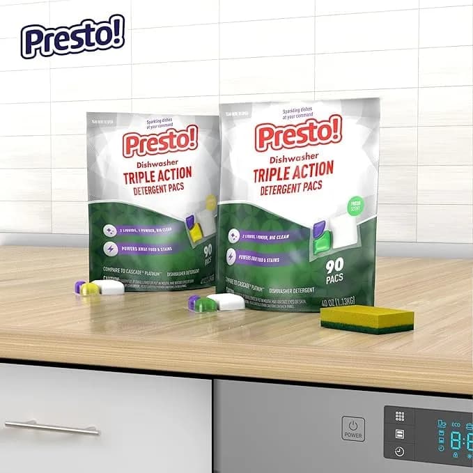 Presto! Lemon Scent Triple Action Dishwasher Pacs 90 Count | Powerful Cleaning for Spotless Dishes - view 7