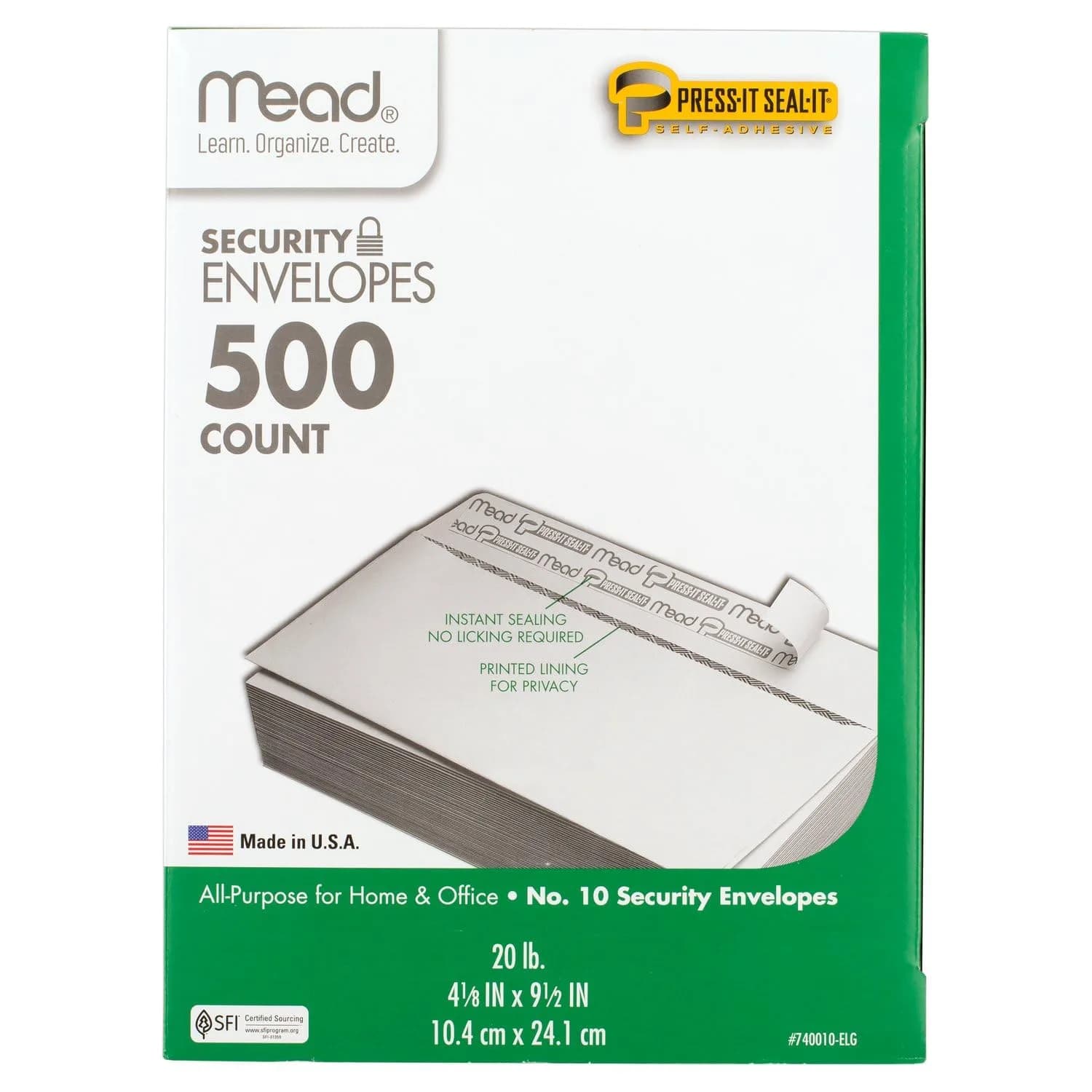 Mead #10 Business Security Envelopes, White, Self-Adhesive Peel & Seal Mailers - 500 Count - view 6