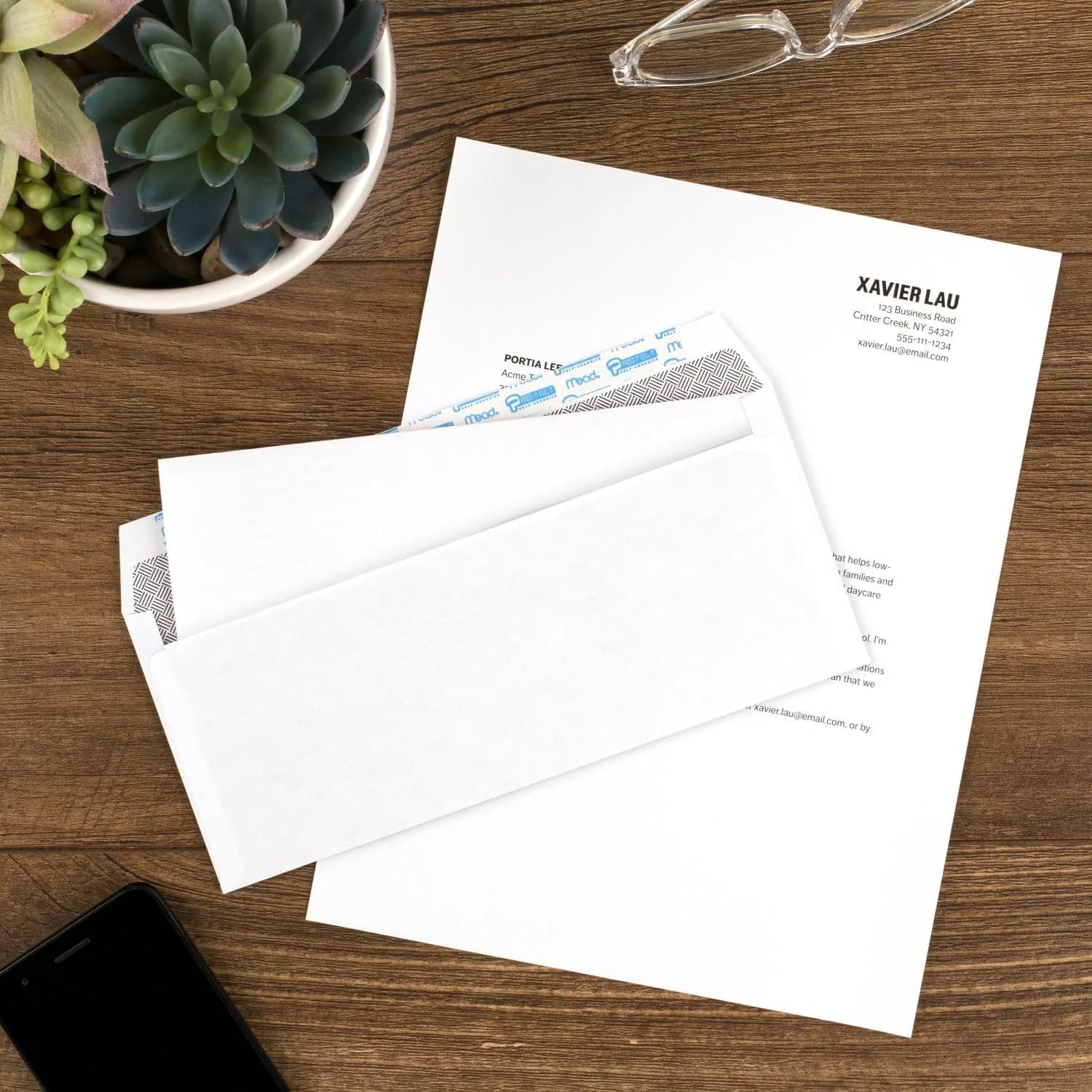 Mead #10 Business Security Envelopes, White, Self-Adhesive Peel & Seal Mailers - 500 Count - view 2