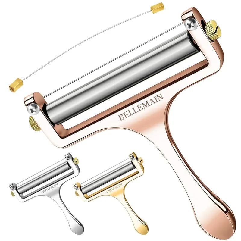 Bellemain Stainless Steel Wire Cheese Slicer with 2 Extra Wires, Rose Gold | Adjustable, Durable & Elegant