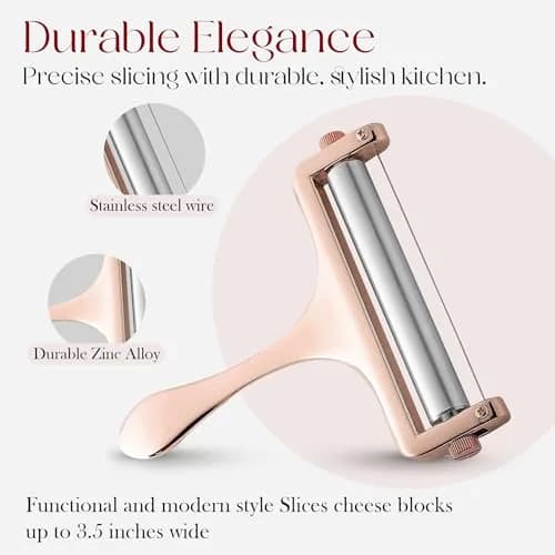 Bellemain Stainless Steel Wire Cheese Slicer with 2 Extra Wires, Rose Gold | Adjustable, Durable & Elegant thumbnail 3