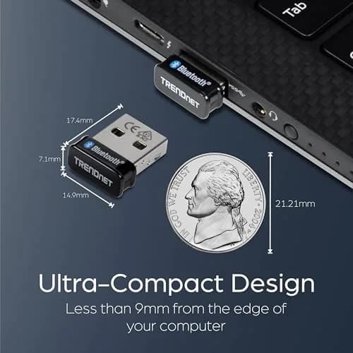 TRENDnet Micro Bluetooth 5.0 USB Adapter TBW-110UB | 100m (328ft) Range, Windows OS Compatible thumbnail 4