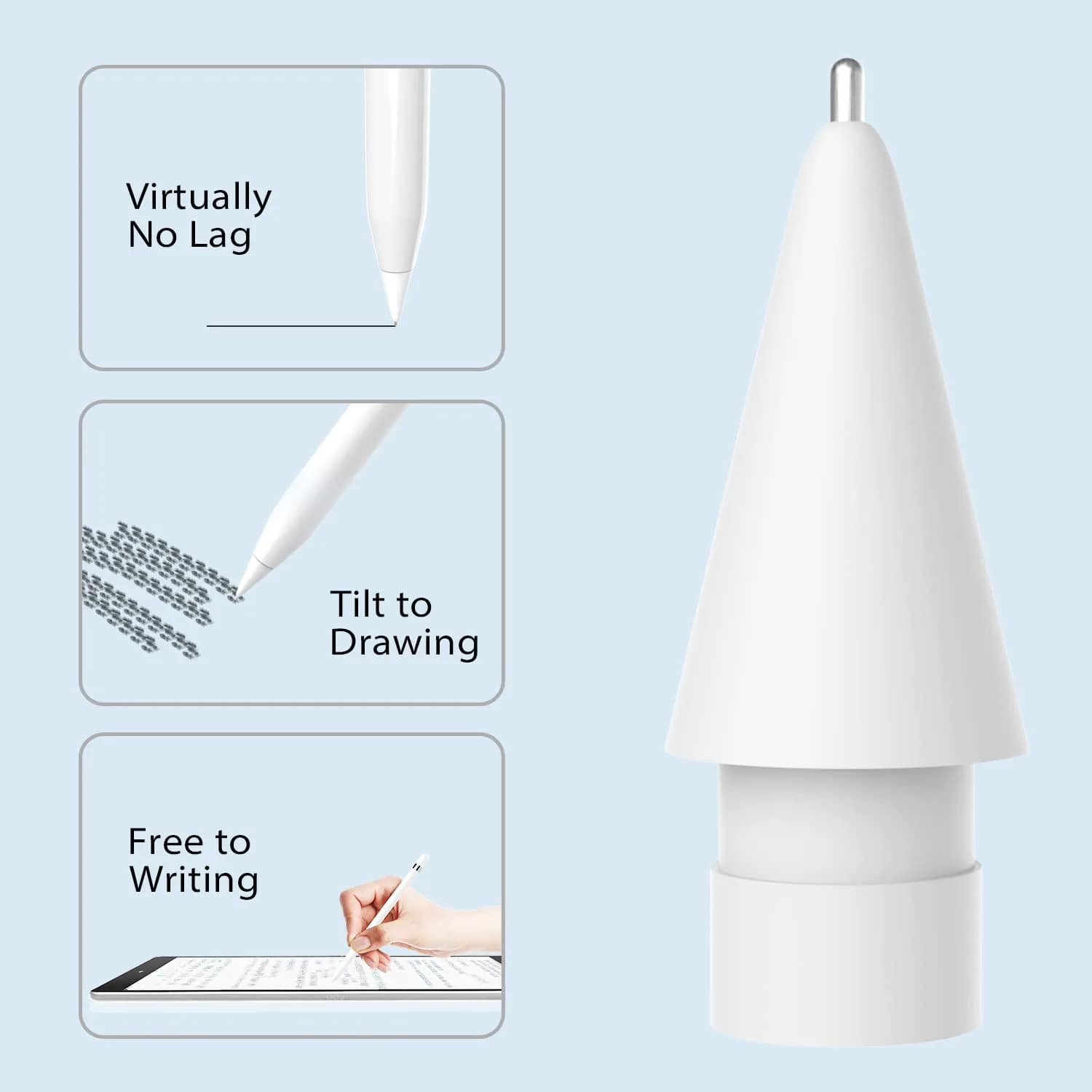 Paiholy White 0.8mm Pencil Tips for Apple Pencil - Pack of 2 Replacement Nibs for Precise Control - view 2