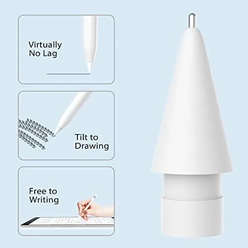 Paiholy Upgraded Pencil Tips for Apple Pencil 1st & 2nd Gen, 0.8mm Fine Point Replacement Nibs (Pack of 2, White) | Precise Control for Drawing & Writing thumbnail 2