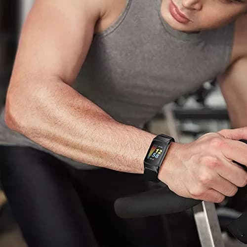 Abanen Elastic Nylon Bands for Fitbit Charge 6 / Charge 5, 2 Pack (Black-Blue Pink), 130-220mm Wrist Size | Breathable & Adjustable Fit thumbnail 6