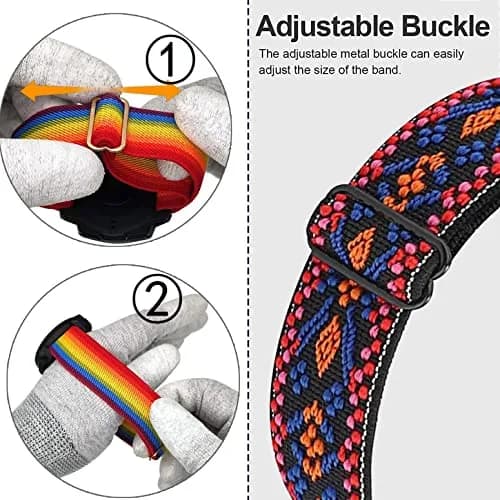 Abanen Elastic Bands for Fitbit Charge 5 & 6 | Breathable Nylon Strap with Adjustable Clasp (Blue Pink-Red Orange, 220mm) thumbnail 6