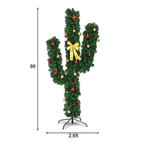 DREAMADE 6ft Pre-Lit Cactus Artificial Christmas Tree | Indoor Faux Seasonal Decor with 120 LED Lights thumbnail 7