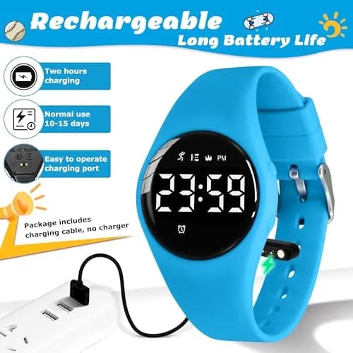 A ALPS Kids Watches for Girls Boys Digital Sport Watch with Step Counter, Waterproof, No App, 50M Waterproof, Ages 5-16 | Fitness Tracker thumbnail 5