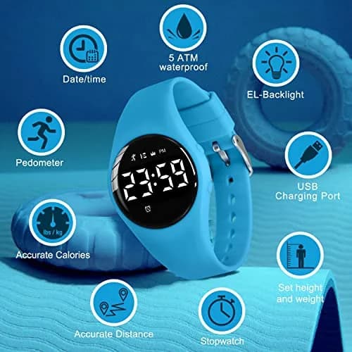 A ALPS Kids Watches for Girls Boys Digital Sport Watch with Step Counter, Waterproof, No App, 50M Waterproof, Ages 5-16 | Fitness Tracker thumbnail 2