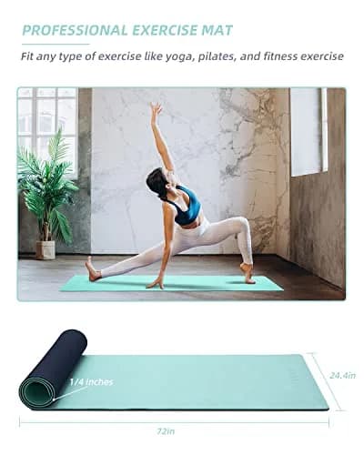 COOLMOON Yoga Mat Non Slip, 1/4 Inch Thick TPE for Women & Men | 72"x24" Exercise & Fitness Mat with Carrying Strap thumbnail 6
