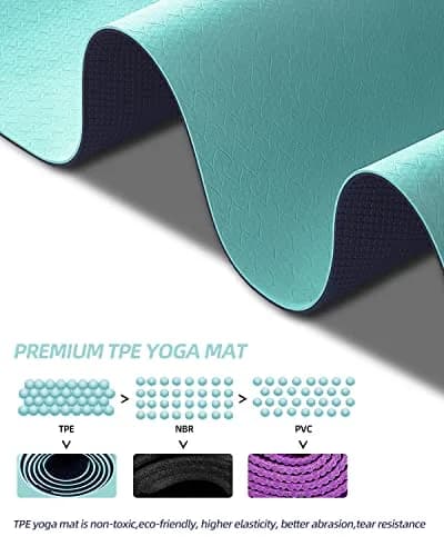 COOLMOON Yoga Mat Non Slip, 1/4 Inch Thick TPE for Women & Men | 72"x24" Exercise & Fitness Mat with Carrying Strap thumbnail 3