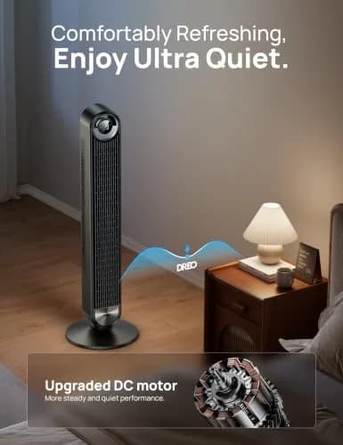 DREO Smart Tower Fan for Bedroom, 42 inch, 9 Speeds, DC Motor, Quiet & WiFi Control thumbnail 3