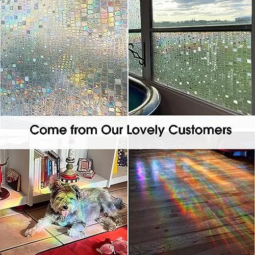 Beautysaid Window Privacy Film Stained Glass 3D Rainbow (Pure, 23.6x78.7in) | UV Block & Privacy with Rainbow Effect thumbnail 6