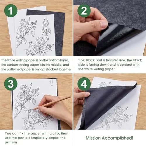 PSLER Black Carbon Paper for Tracing - 30Pcs Graphite Transfer Paper, A4 Size (21x30cm) thumbnail 4
