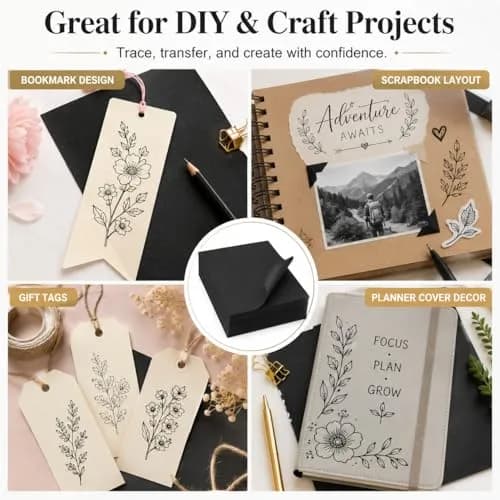 PSLER Black Carbon Paper for Tracing - 30Pcs Graphite Transfer Paper, A4 Size (21x30cm) thumbnail 6