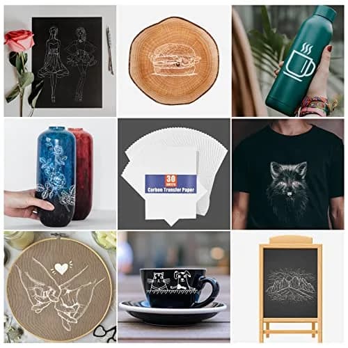 PSLER White Carbon Paper for Tracing - 30Pcs A4 Graphite Transfer Paper | Durable Art Media Paper thumbnail 4