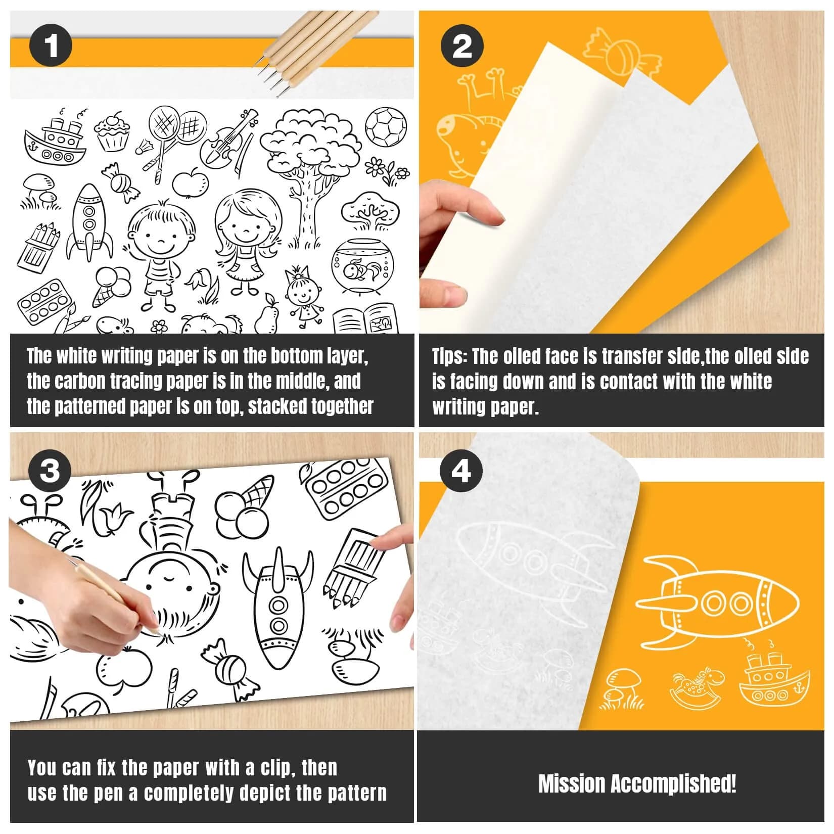 PSLER White Carbon Paper for Tracing - 30Pcs A4 Graphite Transfer Paper | Durable Art Media Paper - view 5