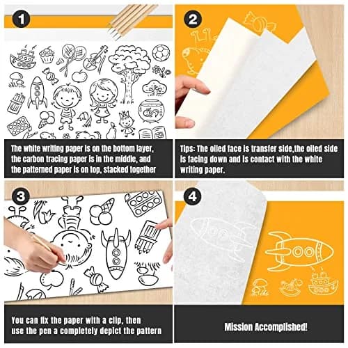 PSLER White Carbon Paper for Tracing - 30Pcs A4 Graphite Transfer Paper | Durable Art Media Paper thumbnail 5