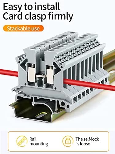 Erayco UK2.5B-WR DIN Rail Terminal Block, Screw Clamp, 690V 32A, 24-12AWG, Pack of 100 | Vibration & Thermal Resilience thumbnail 6