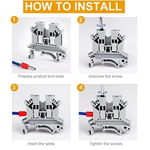 Erayco UK2.5B-WR DIN Rail Terminal Block, Screw Clamp, 690V 32A, 24-12AWG, Pack of 100 | Vibration & Thermal Resilience thumbnail 7