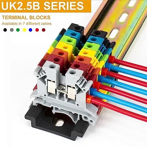 Erayco UK2.5B-WR DIN Rail Terminal Block, Screw Clamp, 690V 32A, 24-12AWG, Pack of 100 | Vibration & Thermal Resilience thumbnail 2