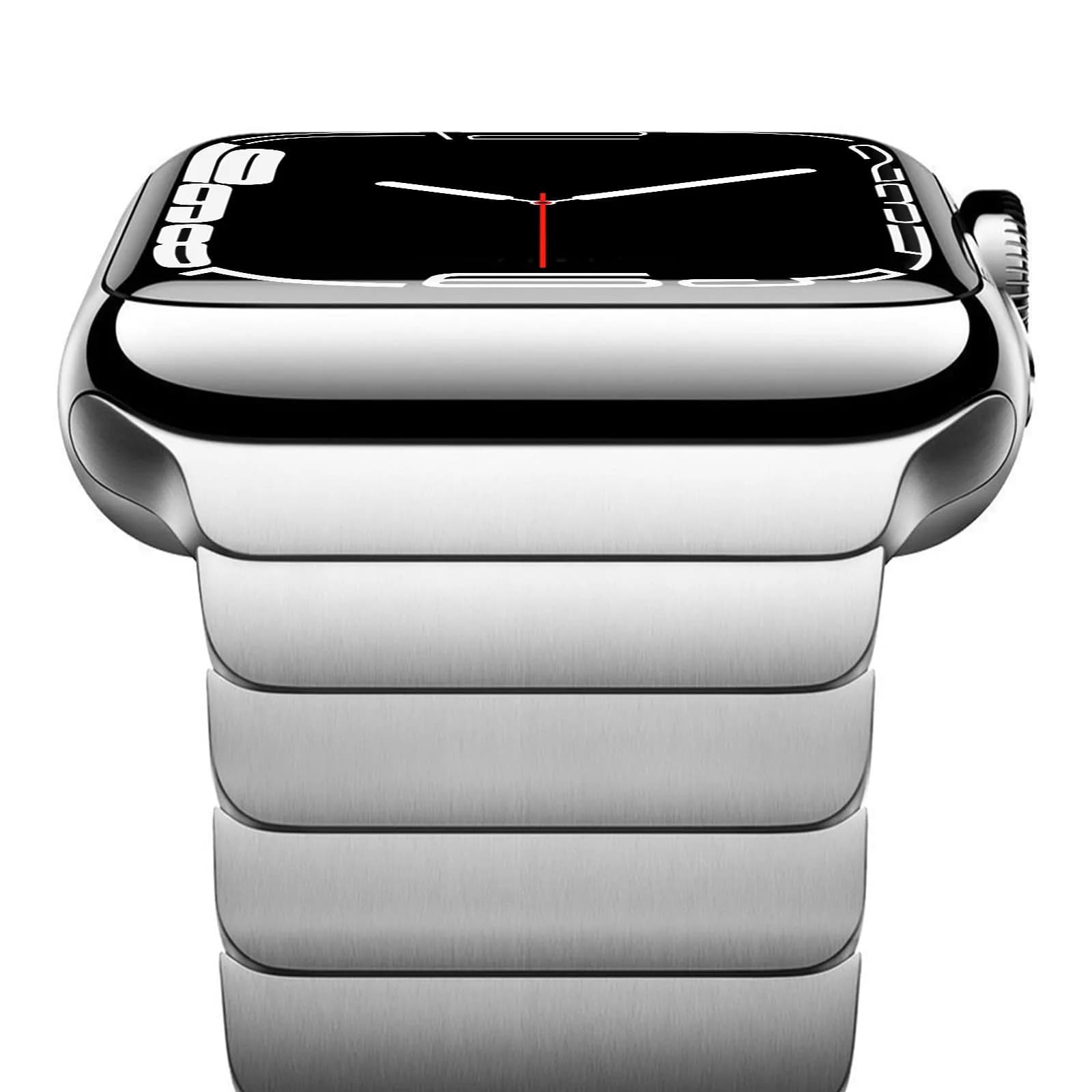 NewWays Metal Link Bracelet Band for Apple Watch Ultra 4/3/2/1, Series 9/8/7/6/5/4 45mm/44mm | Premium Stainless Steel — Silver