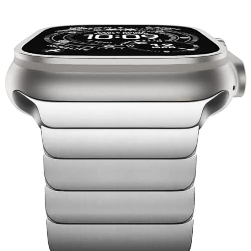 NewWays Metal Link Bracelet Band for Apple Watch Ultra 4/3/2/1, Series 9/8/7/6/5/4 45mm/44mm | Premium Stainless Steel thumbnail 1