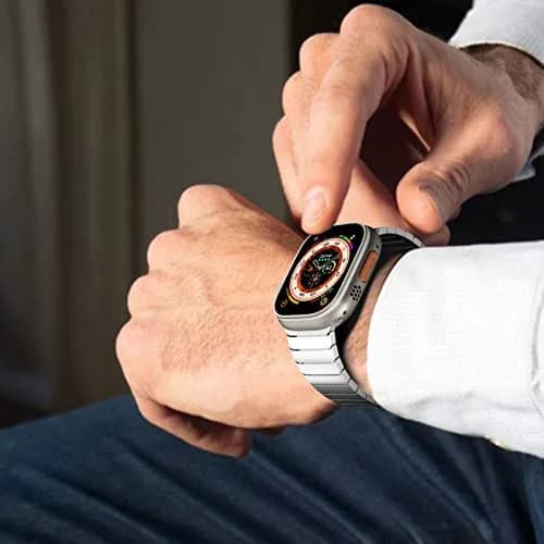 NewWays Metal Link Bracelet Band for Apple Watch Ultra 4/3/2/1, Series 9/8/7/6/5/4 45mm/44mm | Premium Stainless Steel thumbnail 6