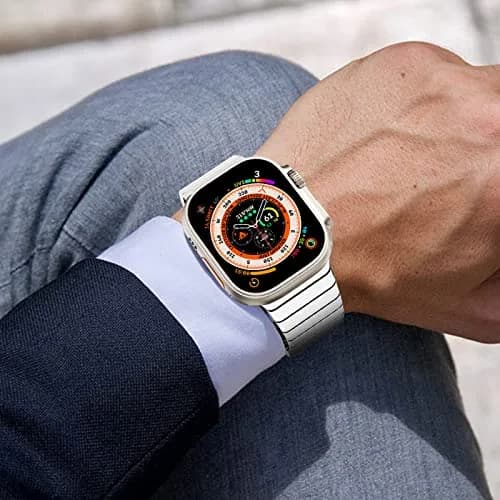 NewWays Metal Link Bracelet Band for Apple Watch Ultra 4/3/2/1, Series 9/8/7/6/5/4 45mm/44mm | Premium Stainless Steel thumbnail 7