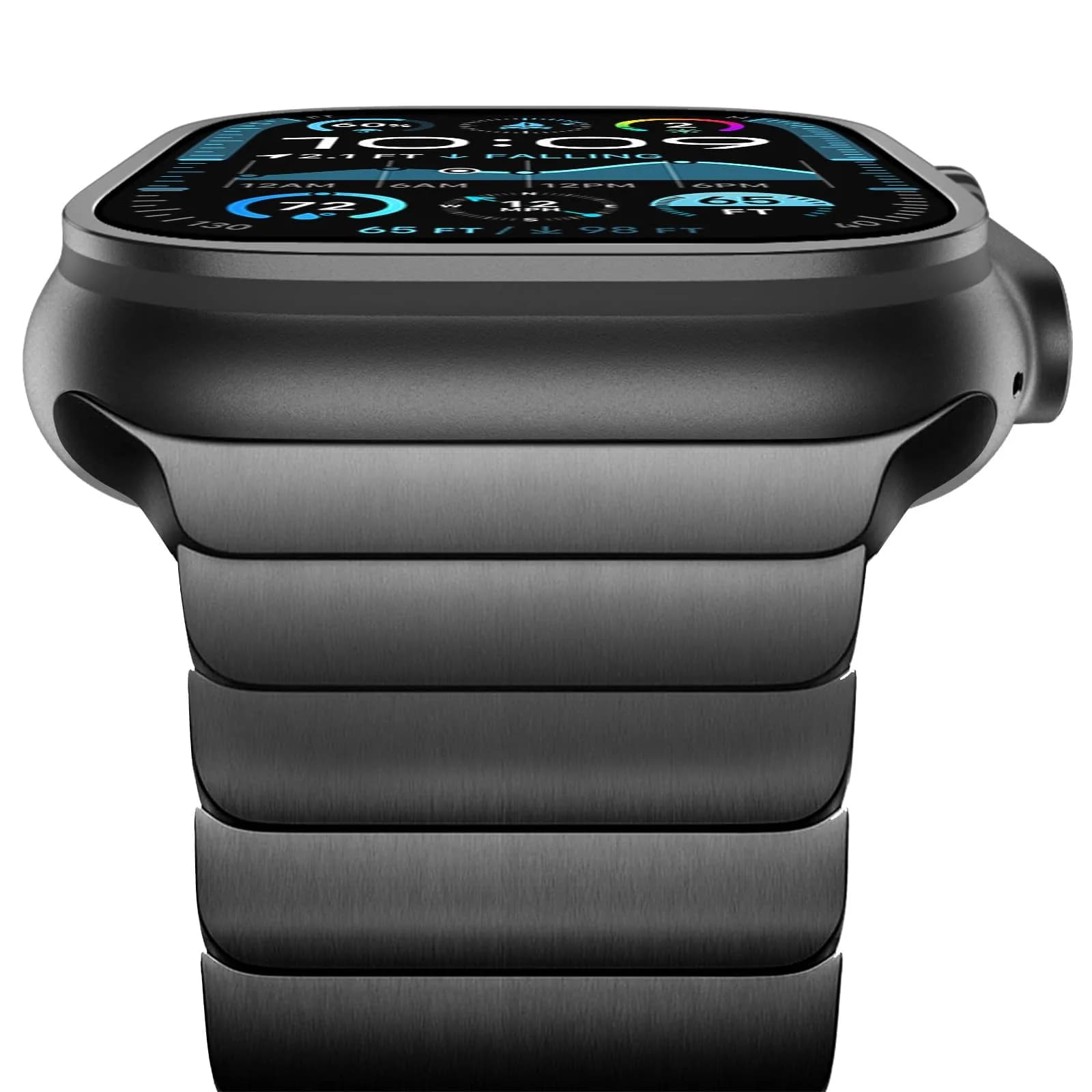 NewWays Stainless Steel Metal Band Compatible with Apple Watch Ultra 2/Series 9/8/7/6/5/4/3/2/1 49mm/45mm/44mm/42mm/41mm Black | Adjustable Link Bracelet