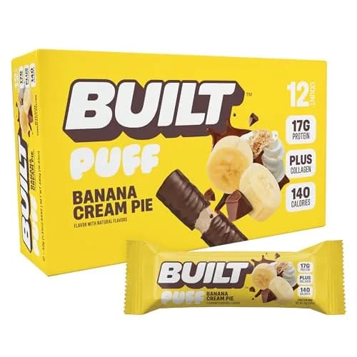 BUILT Puff Protein Bars Banana Cream Pie 17g (0.5 oz) | 17g Protein, Low Sugar, Gluten-Free thumbnail 1