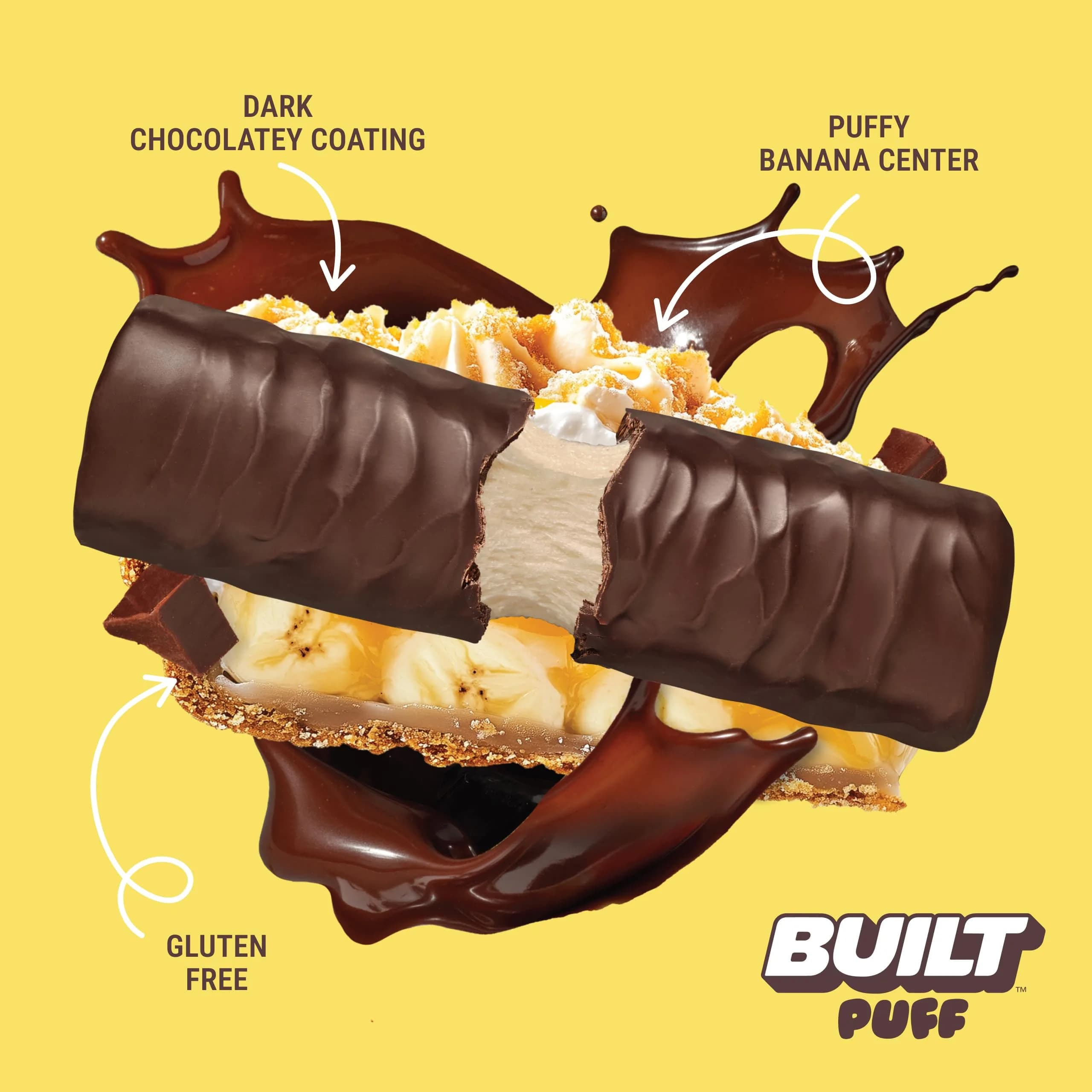 BUILT Puff Protein Bars Banana Cream Pie 17g (0.5 oz) | 17g Protein, Low Sugar, Gluten-Free - view 2