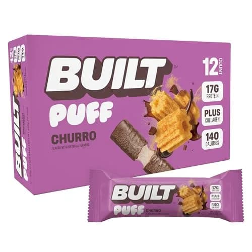 BUILT Puff Protein Bars Churro 12 Count (Pack of 1) | 17g Protein Snack Bar for All-Day Energy thumbnail 1