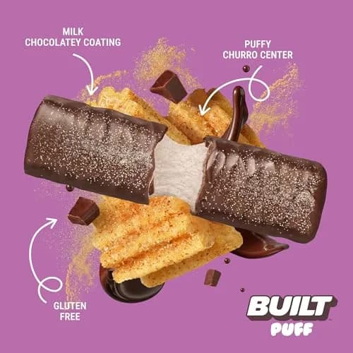 BUILT Puff Protein Bars Churro 12 Count (Pack of 1) | 17g Protein Snack Bar for All-Day Energy thumbnail 2