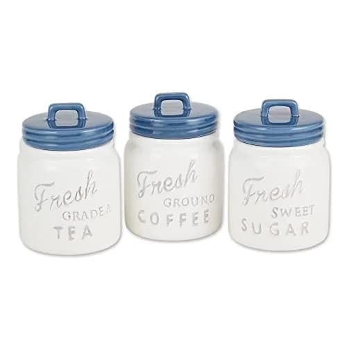 DII Ceramic Kitchen Canister Set with Bamboo Lids, 3-Piece Set (4.5"L x 4.5"W x 5.5"H, 6 Cups Total) | Airtight Seal for Dry Food Storage thumbnail 1