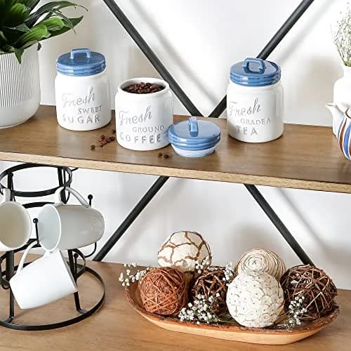 DII Ceramic Kitchen Canister Set with Bamboo Lids, 3-Piece Set (4.5"L x 4.5"W x 5.5"H, 6 Cups Total) | Airtight Seal for Dry Food Storage thumbnail 5