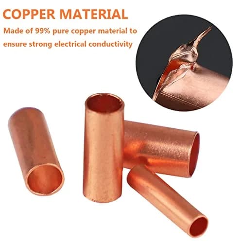 Teansic Copper Wire Ferrules Kit, 250Pcs, 7 Sizes, Non Insulated, Copper, AWG 8-18 | Reliable Electrical Connectors thumbnail 4